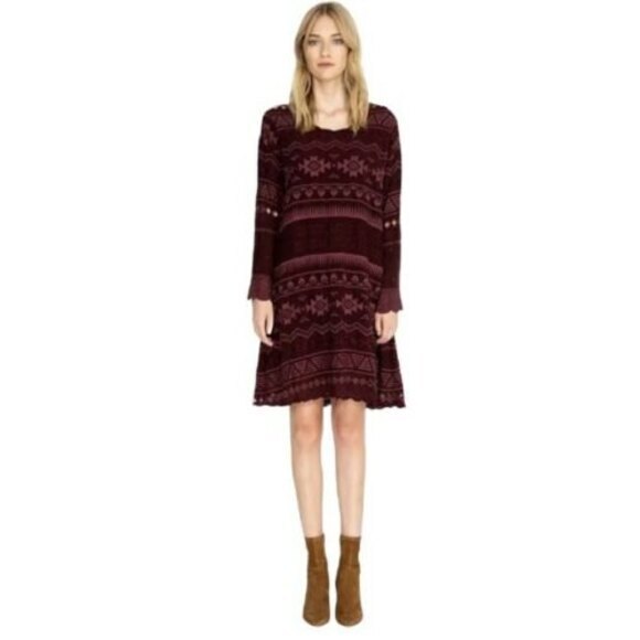 Johnny Was Dresses & Skirts - Johnny Was Avery Dress Purple Merlot Boho Aztec Eyelet Embroidered Womens Medium